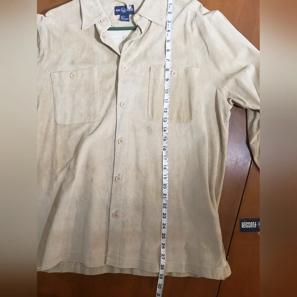 ALAN FLUSSER 100% Suede Men’s Shirt Medium Long Sleeve Button, New with Tags - Picture 13 of 13
